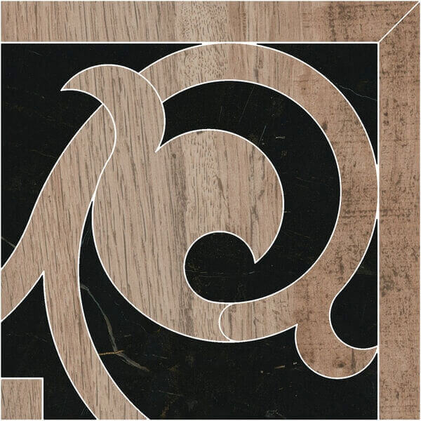 Декор Kerama Marazzi Греппи Наборный, 15.5x15.5, под мрамор, чёрный, глянцевый