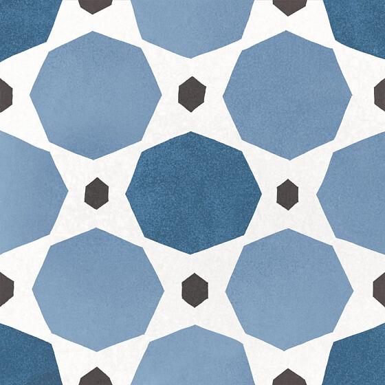 Керамогранит Equipe Caprice Deco Sapphire Colours, 20x20, орнамент, голубой, матовый