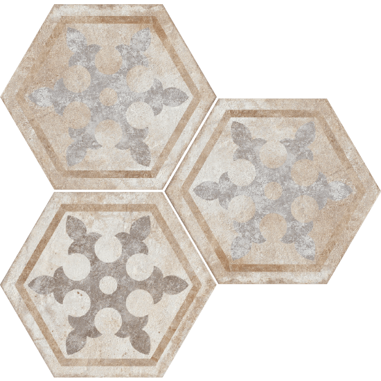 Керамогранит Fioranese Ceramica Heritage Exagona Texture 1, 34.5x40, орнамент, бежевый, матовый