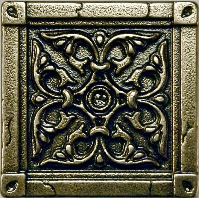 Вставка Kavarti Byzantium, 7.5x7.5, орнамент, бронзовая, лаппатированная