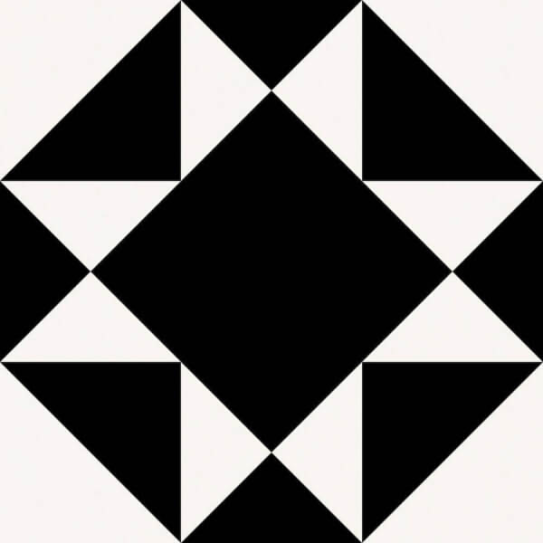 Керамогранит Nanda Tiles Kompas Venet, 20x20, геометрия, чёрно-белый, матовый