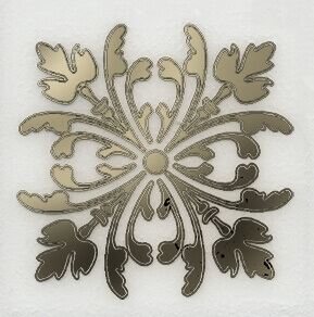 Вставка Kerama Marazzi Клемансо белый, 4.9x4.9, орнамент, золотая, глянцевая