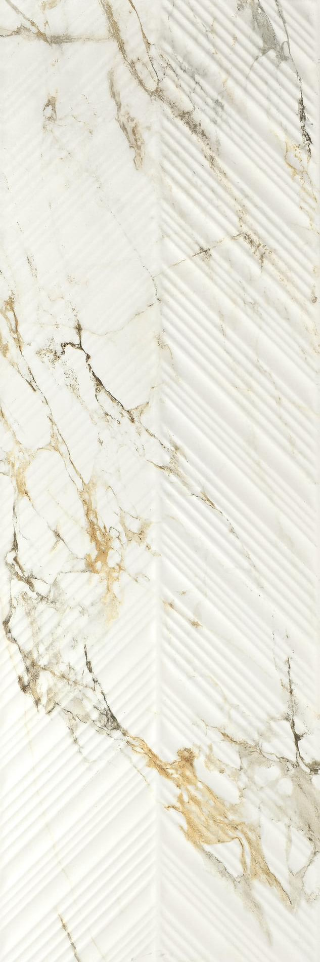 Настенная плитка Baldocer Bellagio Spine Satin Rectificado, 40x120, под мрамор, белая, рельефная