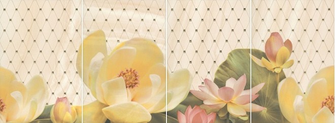 Панно Kerama Marazzi Летний сад Беж HGD/B56/4x/8260, 30x80, флора, мультиколор, глянцевое