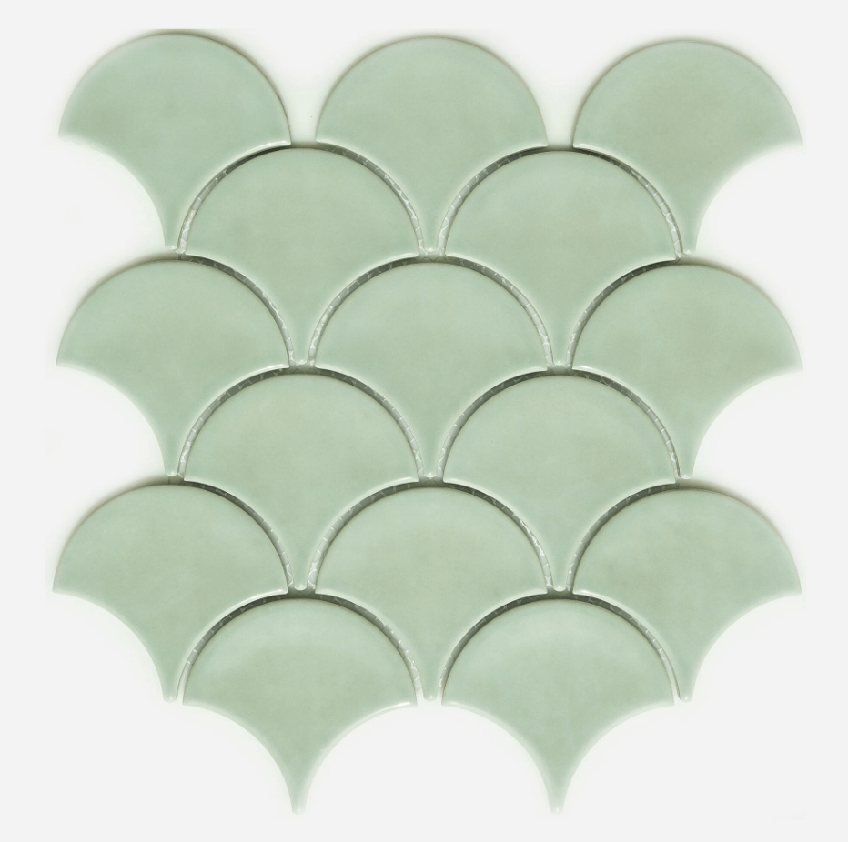 Мозаика Orro Mosaic Ceramic Mint Scales, 25.9x27.3, моноколор, зелёная, глянцевая