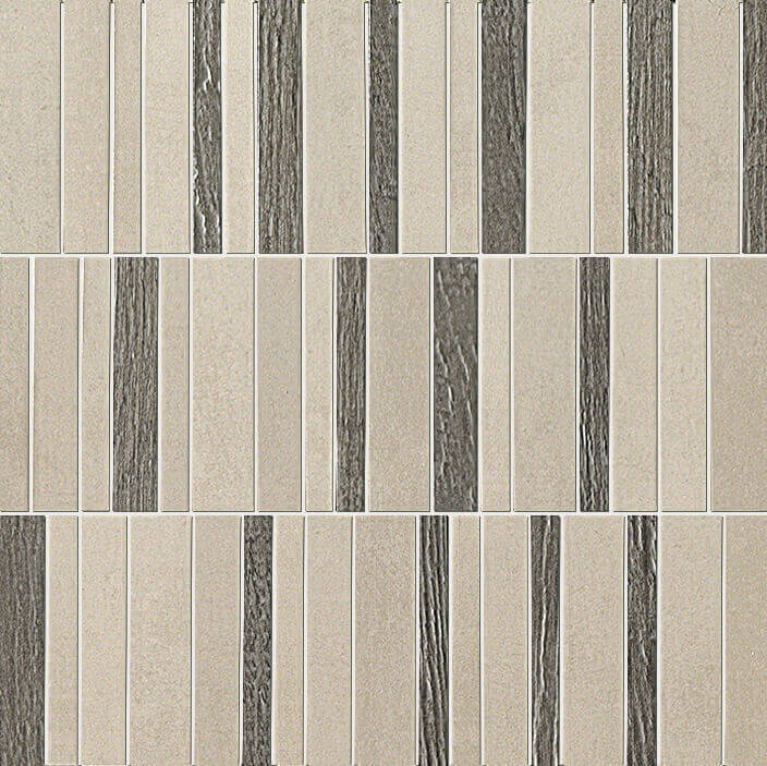 Мозаика FAP Ceramiche Meltin Cemento Tratto Mosaico, 30.5x30.5, под камень, серая, матовая