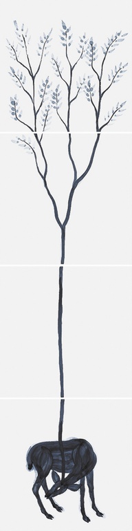 Декор Bardelli Il bosco dei cervi 1 4, 20x80, с рисунком, синий, глянцевый