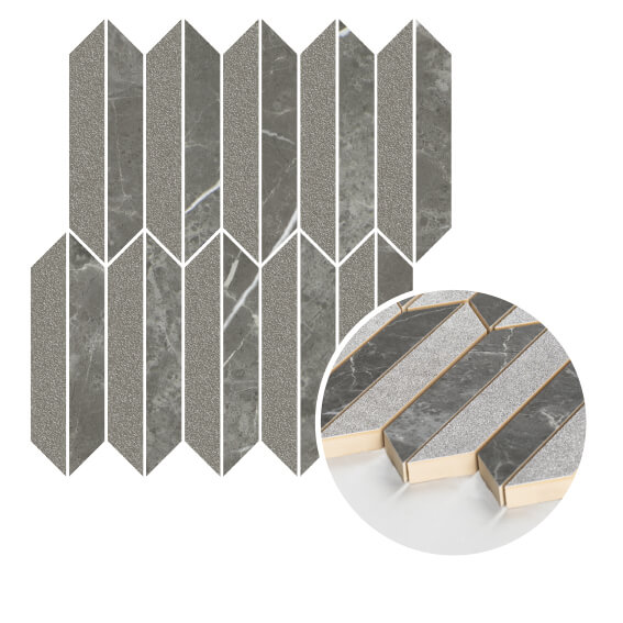 Мозаика Paradyz Noisy Whisper Graphite Mix, 27.4x29.8, под металл, серая, глянцевая