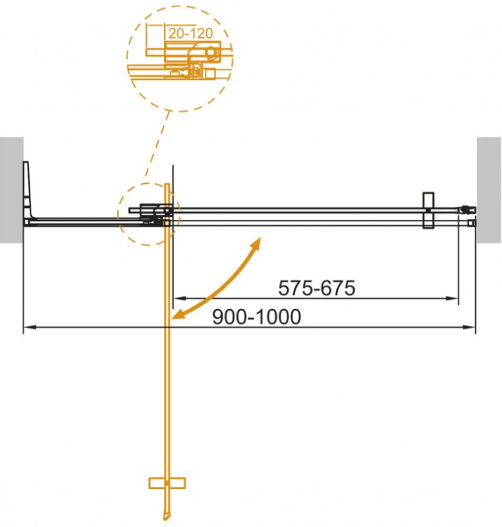 Душевая дверь в нишу Cezares SLIDER-B-1-90/100-C-Cr