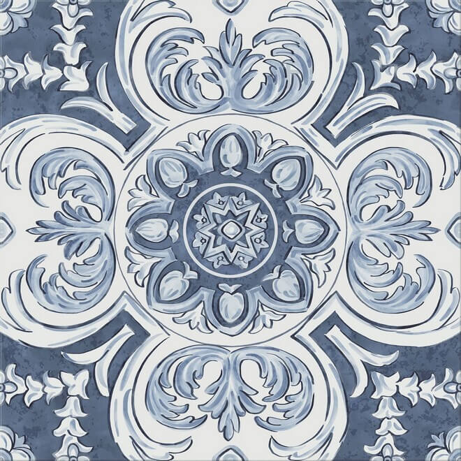 Декор Kerama Marazzi Алмаш Центр cиний, 30x30, орнамент, синий, глянцевый