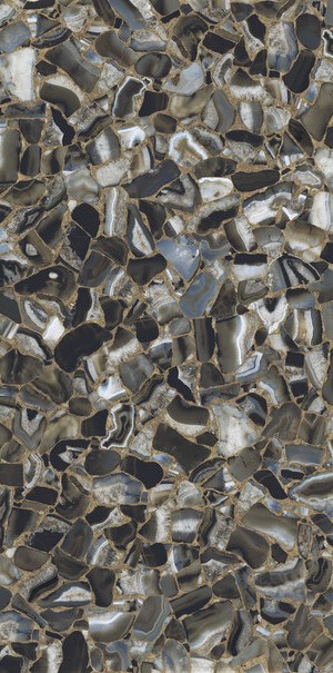 Керамогранит Ariostea Ultra Agata Black, 150x300, под камень, чёрный, полированный