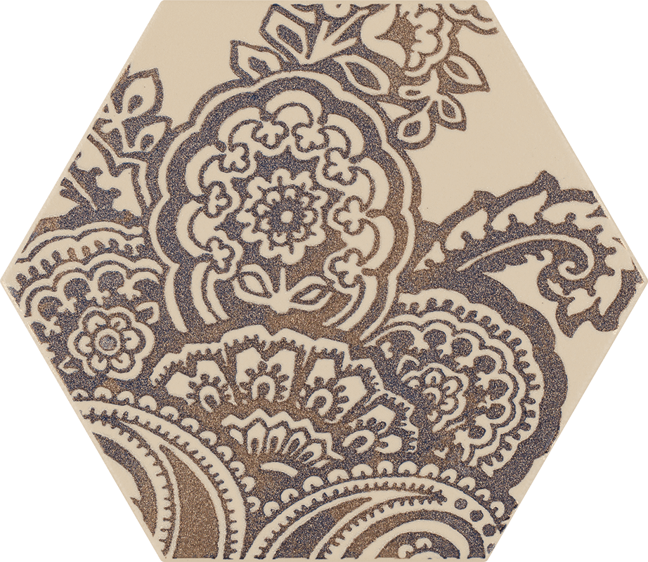 Декор Paradyz Glitter Mood Blue Heksagon B, 19.8x17.1, орнамент, коричневый, матовый