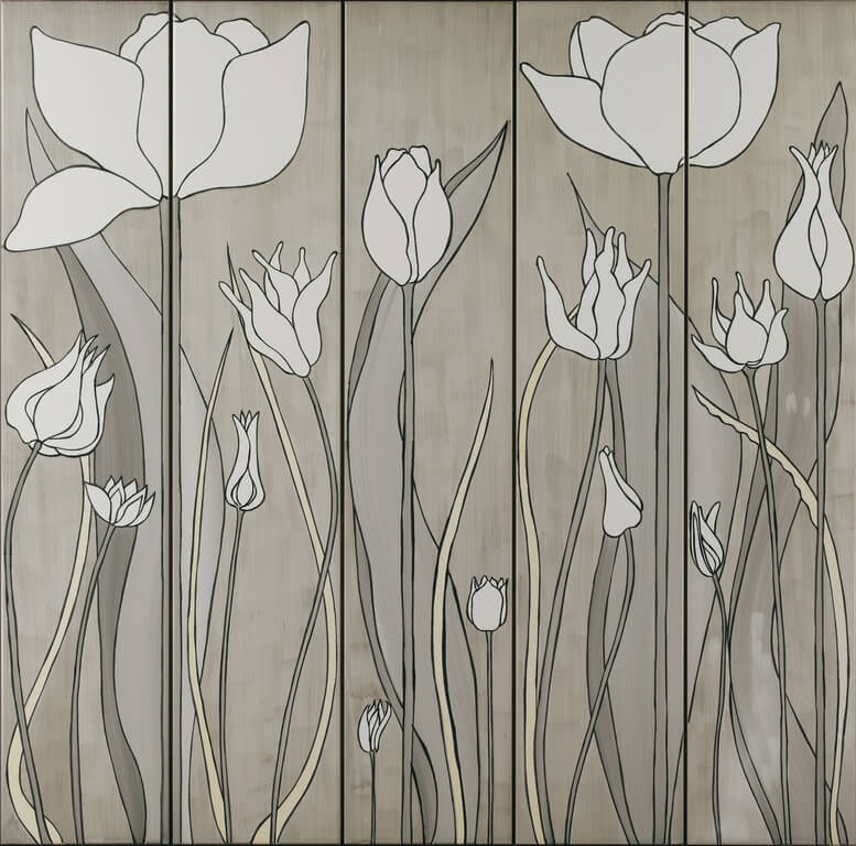 Панно Bardelli Tulipani 3, 20x100, с рисунком, серое, матовое