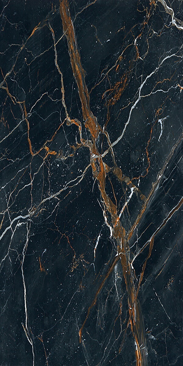 Керамогранит Prissmacer Porcesshine Vanity Black Super Polished, 60x120, под мрамор, чёрный, полированный