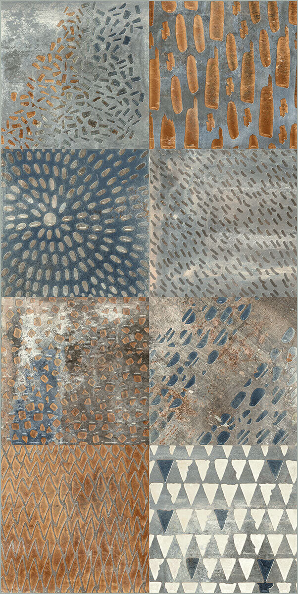 Керамогранит Century Reaction Active Naturale, 60x120, пэчворк, серый, матовый