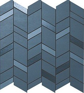 Мозаика Atlas Concorde Mek Blue Mosaico Chevron Wall, 30.5x30.5, под металл, синяя, матовая