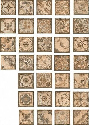 Керамогранит Sant'Agostino I Chiostri Magnolia Rose, 7.3x7.3, пэчворк, мультиколор, матовый