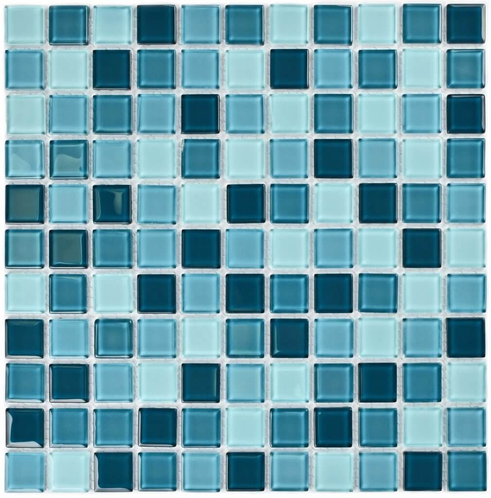 Мозаика Bonaparte Mosaics Sea Wave-1, 30x30, моноколор, голубая, глянцевая