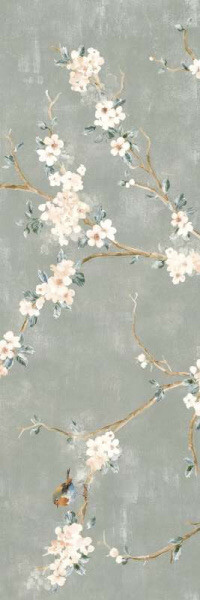 Настенная плитка Ragno Mixed Verde Decoro Fiori di Pesco A Rett, 40x120, флора, зелёная, матовая