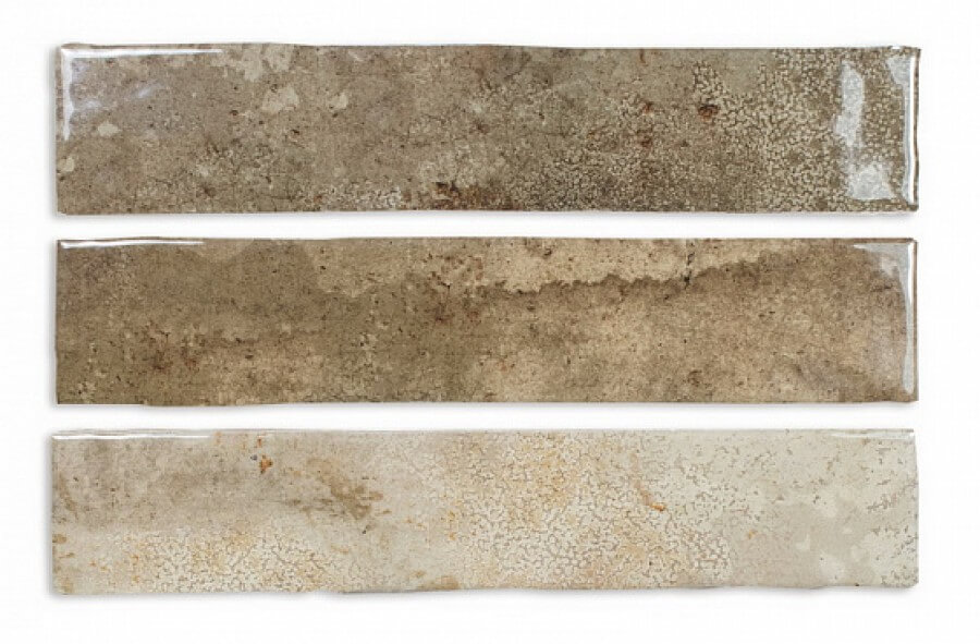 Настенная плитка DNA Tiles Enamel Truffle, 5x25, под камень, коричневая, глянцевая