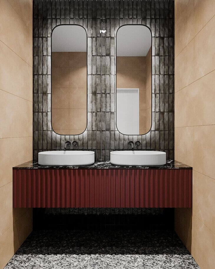 Настенная плитка DNA Tiles Enamel Charcoal, 5x25, под камень, чёрная, глянцевая