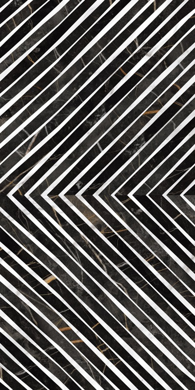 Керамогранит Ceracasa Ceramica Nuit Deco Gloss, 49.1x98.2, под мрамор, чёрно-белый, полированный