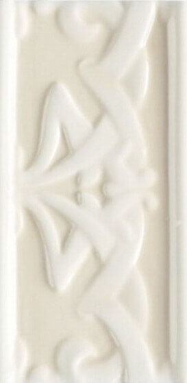 Бордюр Ceramica Grazia Essenze Liberty Bianco Craquele, 6.5x13, орнамент, белый, глянцевый