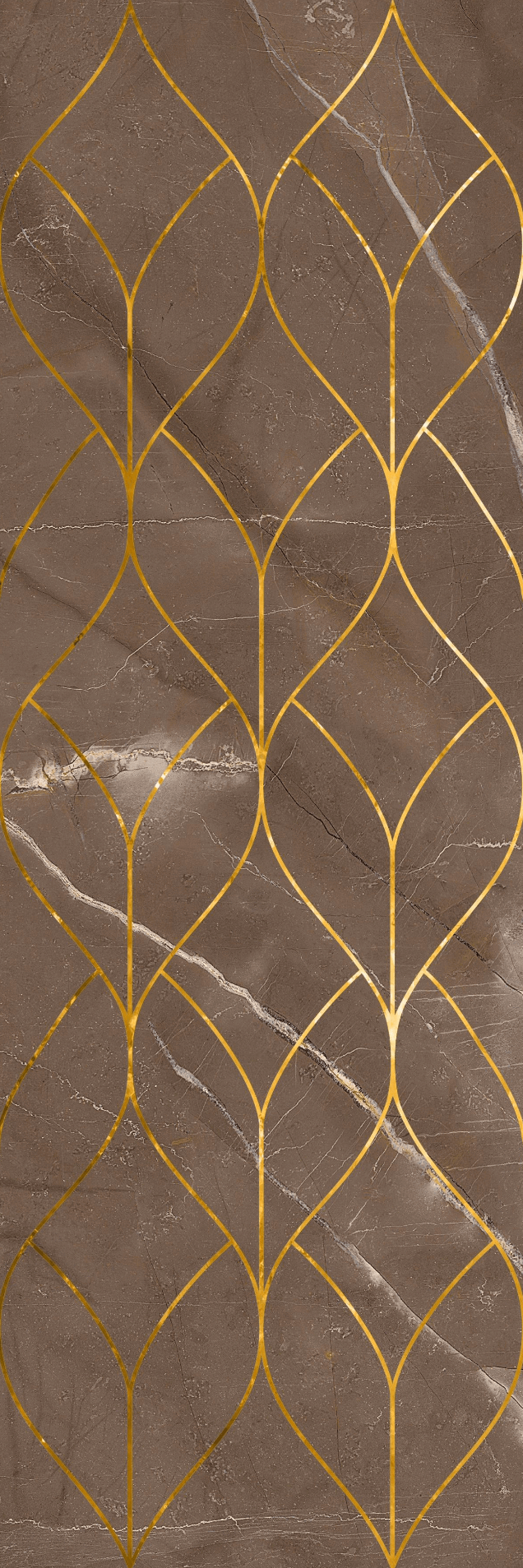 Декор LB-Ceramics Миланезе Дизайн Тресс марроне, 20x60, под мрамор, коричневый, глянцевый