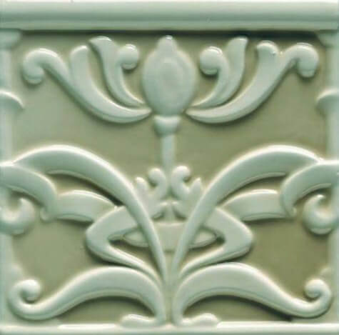 Декор Ceramica Grazia Essenze Liberty Felce Craquele, 13x13, кракелюр, зелёный, глянцевый