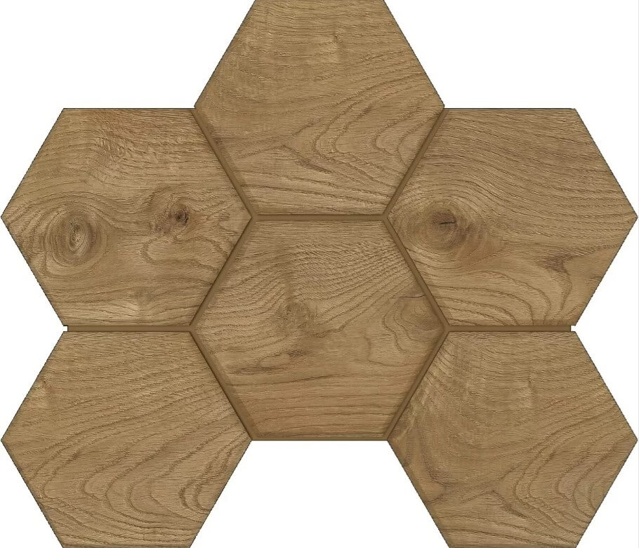 Мозаика Ametis by Estima Selection Walnut SI04 Hexagon  непол., 25x28.5, под дерево, коричневая, матовая