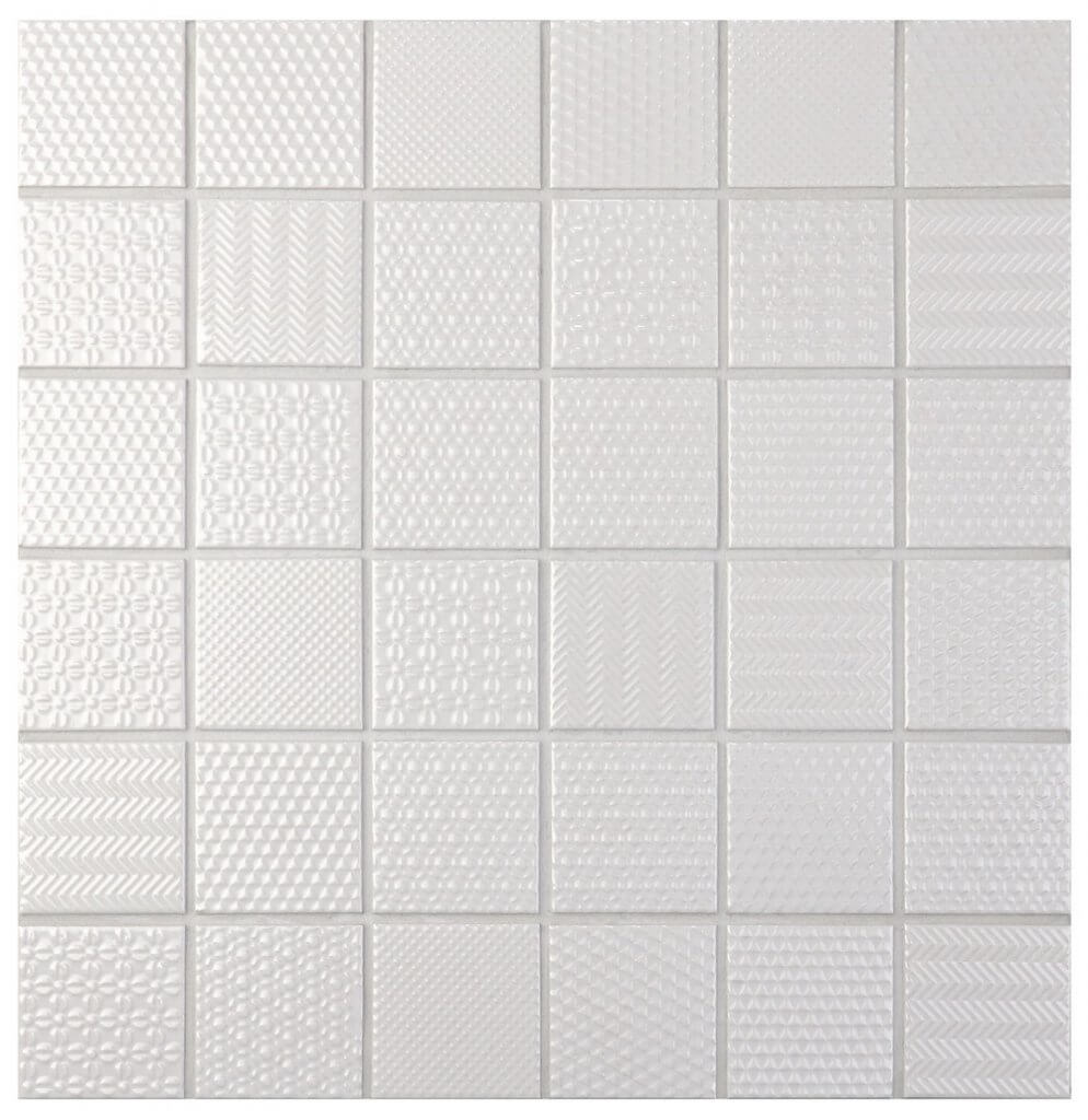 Мозаика Bonaparte Mosaics Nevada, 30.6x30.6, моноколор, белая, рельефная