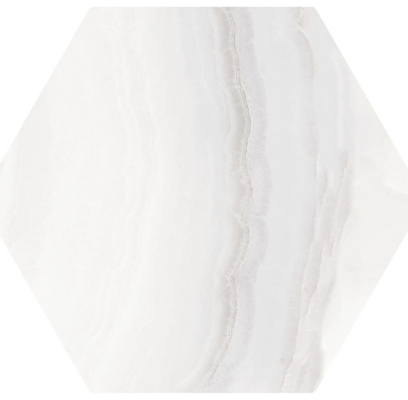 Настенная плитка Oset Onyx Hex White, 20x24, под оникс, белая, матовая