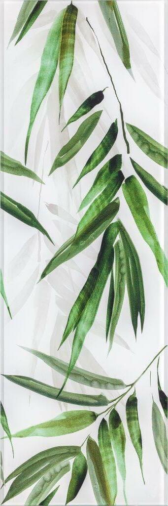 Настенная плитка Ceramika Konskie Snow Glossy Glass Tropic B, 25x75, флора, белая, глянцевая