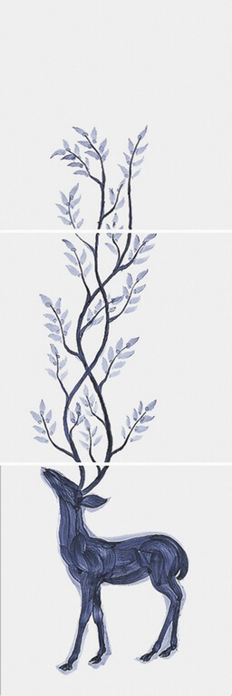 Декор Bardelli Il bosco dei cervi 2 1, 20x60, с рисунком, белый, глянцевый