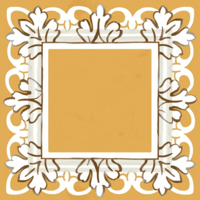 Декор Kerama Marazzi Алмаш Жёлтый глянцевый, 9.8x9.8, орнамент, жёлтый, глянцевый