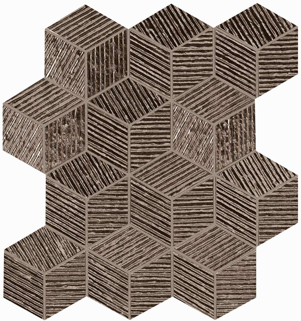 Мозаика FAP Ceramiche Lumina Glam Mos.Caramel Cube, 22.5x26, геометрия, коричневая, рельефная