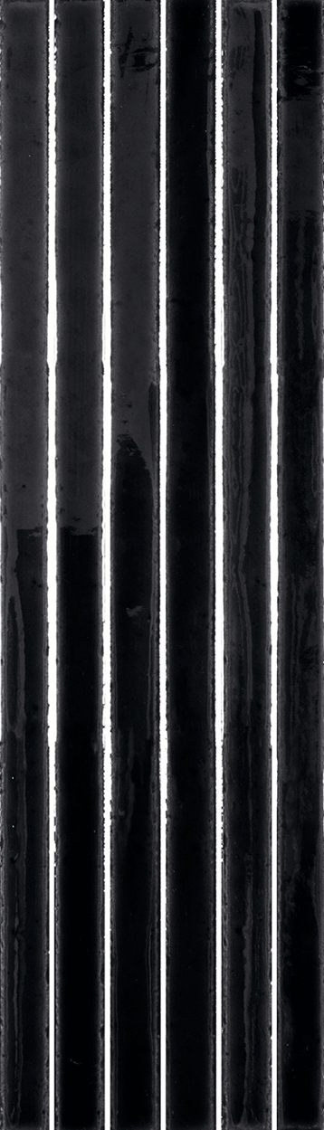 Мозаика Amadis Fine Tiles Long Stick Azabache Gloss, 13x45, под майолику, чёрная, глянцевая