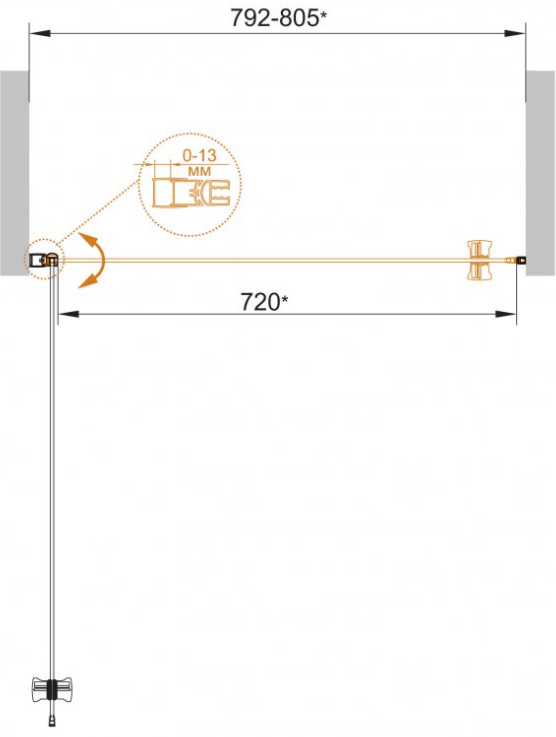 Душевая дверь в нишу Cezares ECO-O-B-1-60-P-Cr