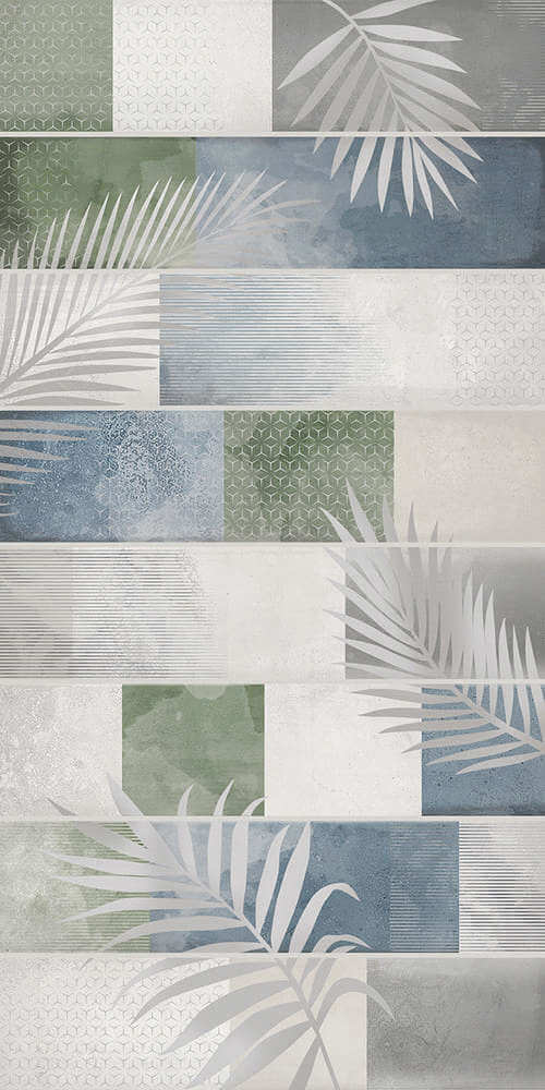 Настенная плитка Azori Bricks Leaf, 31.5x63, под бетон, мультиколор, глянцевая