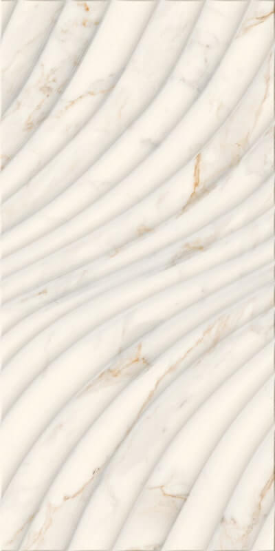 Настенная плитка Paradyz Bliss Gold Sciana Struktura Polysk, 30x60, под мрамор, бежевая, фактурная