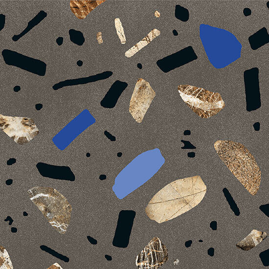 Керамогранит Fioranese Ceramica Ghiaia Maxi Grafite Nat, 60x60, имитация терраццо, серый, полированный