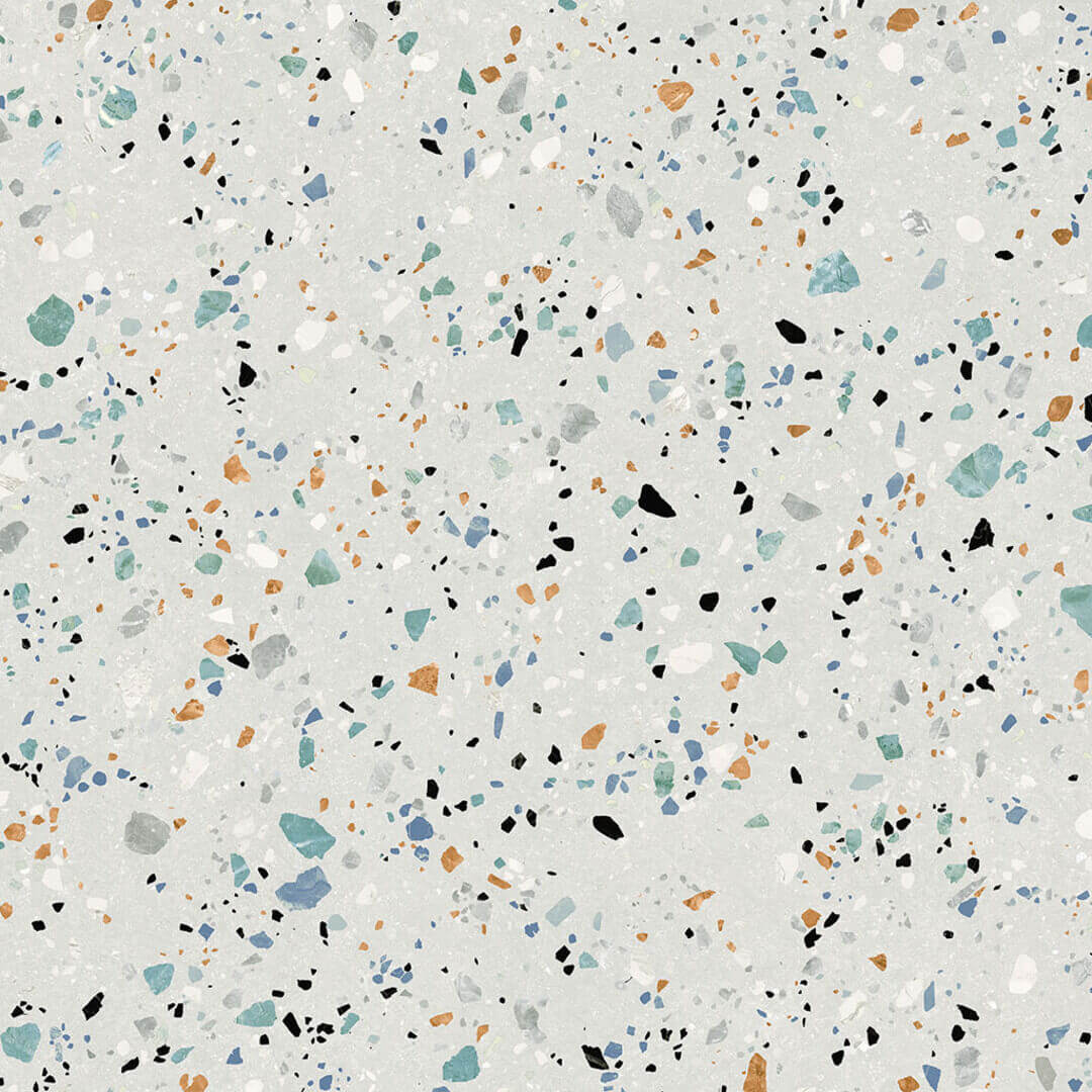 Керамогранит Prissmacer Ess. Gobi Bianco, 60x60, имитация терраццо, серый, матовый