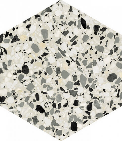 Керамогранит DNA Tiles Terrazzo Grey, 32x36.8, имитация терраццо, серый, матовый