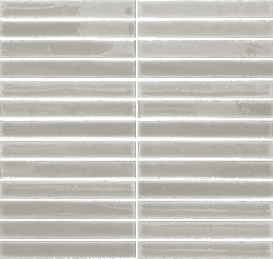 Мозаика Amadis Fine Tiles Short Stick Metropolitan Gloss, 28x30, под майолику, серая, глянцевая