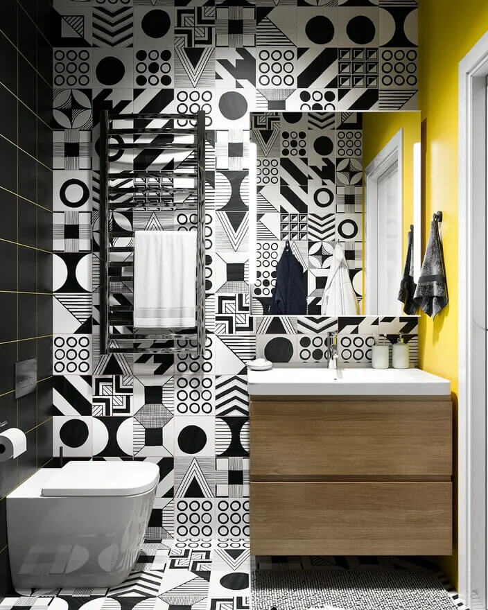 Керамогранит Equipe Caprice Deco Patchwork B&W, 20x20, пэчворк, белый, матовый